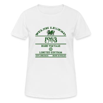 Eine walisische Legende 1963 - Frauen T-Shirt atmungsaktiv - Weiß - Vorne - AI Model Female 172 dark (172cm)