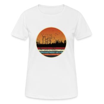 Windpark im Sonnenuntergang - Windkraft - Frauen T-Shirt atmungsaktiv - Weiß - Vorne - AI Model Female 172 dark (172cm)