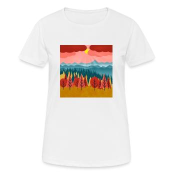 Landschaft eines Waldes bei Sonnenuntergang - Frauen T-Shirt atmungsaktiv - Weiß - Vorne - AI Model Female 172 dark (172cm)