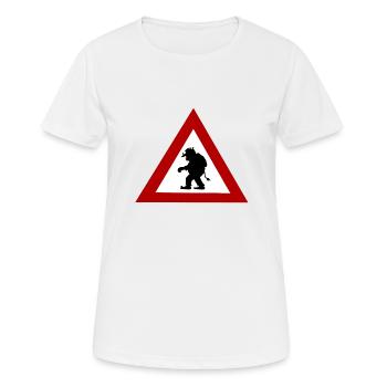 Troll-Gefahrenzeichen - Frauen T-Shirt atmungsaktiv - Weiß - Vorne - AI Model Female 172 dark (172cm)