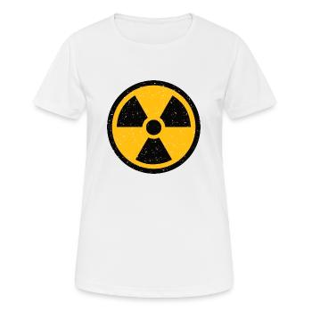 Radiation warning sign Radioactive Atom Vintage Retro - Women's Breathable T-Shirt - white - Front - AI Model Female 172 dark (172cm)