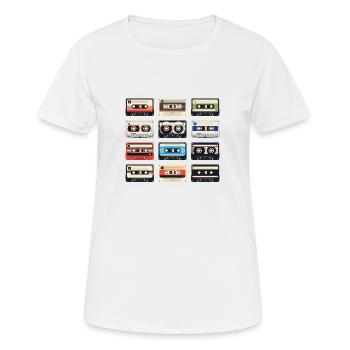#Music retro vintage cassette tape 80s - T-shirt respirant Femme - blanc - Devant - AI Model Female 172 dark (172cm)