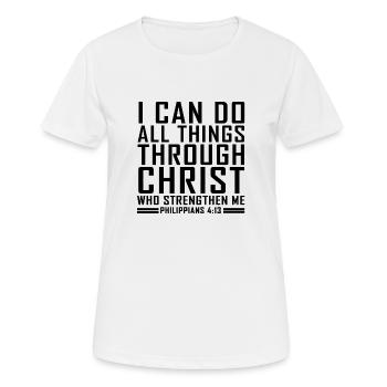 Philipper 4:13 Bibel Vers Cool Christian Shirts - Frauen T-Shirt atmungsaktiv - Weiß - Vorne - AI Model Female 172 dark (172cm)