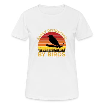 Leicht von Vögeln abgelenkt - Frauen T-Shirt atmungsaktiv - Weiß - Vorne - AI Model Female 172 dark (172cm)