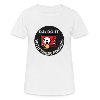 DJ Fingers AUFKLEBER - Frauen T-Shirt atmungsaktiv - Weiß - Vorne - AI Model Female 172 dark (172cm)