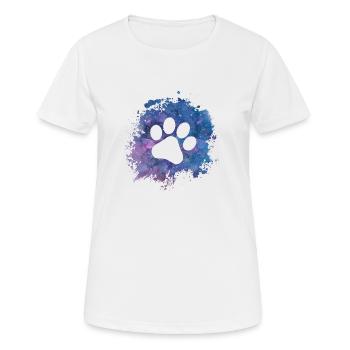 Pfotenabdruck Hundepfote Galaxy Hundebesitzer - Frauen T-Shirt atmungsaktiv - Weiß - Vorne - AI Model Female 172 dark (172cm)