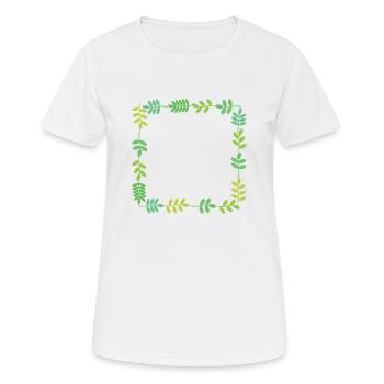Rahmen mit Blättern - Frauen T-Shirt atmungsaktiv - Weiß - Vorne - AI Model Female 172 dark (172cm)