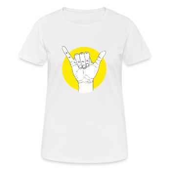 Restez détendu surfeur - salutation surfeur - geste de la main - T-shirt respirant Femme - blanc - Devant - AI Model Female 172 dark (172cm)