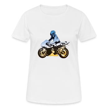 Moto Motorbike couleur coloré - T-shirt respirant Femme - blanc - Devant - AI Model Female 172 dark (172cm)