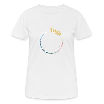 Yoga Kreis bunt - Frauen T-Shirt atmungsaktiv - Weiß - Vorne - AI Model Female 172 dark (172cm)