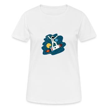 Astronaute Ride Spaceship Space Lover Idée cadeau - T-shirt respirant Femme - blanc - Devant - AI Model Female 172 dark (172cm)