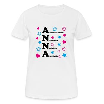 Anna - Frauen T-Shirt atmungsaktiv - Weiß - Vorne - AI Model Female 172 dark (172cm)