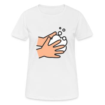Hände waschen Icon - Frauen T-Shirt atmungsaktiv - Weiß - Vorne - AI Model Female 172 dark (172cm)