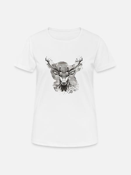 Hirsch - Frauen T-Shirt atmungsaktiv - Weiß