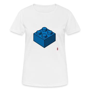 Baustein Blau - Frauen T-Shirt atmungsaktiv - Weiß - Vorne - AI Model Female 172 dark (172cm)