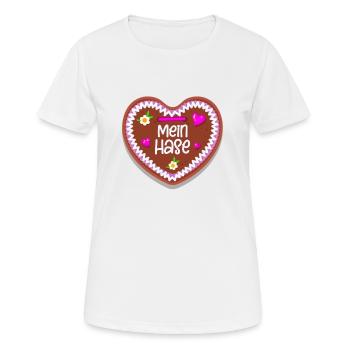 Mein Hase Lebkuchenherz - Frauen T-Shirt atmungsaktiv - Weiß - Vorne - AI Model Female 172 dark (172cm)