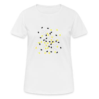 Motif de losange abstrait noir & jaune - T-shirt respirant Femme - blanc - Devant - AI Model Female 172 dark (172cm)