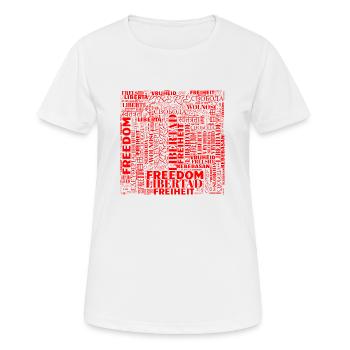FREIHEIT - Frauen T-Shirt atmungsaktiv - Weiß - Vorne - AI Model Female 172 dark (172cm)