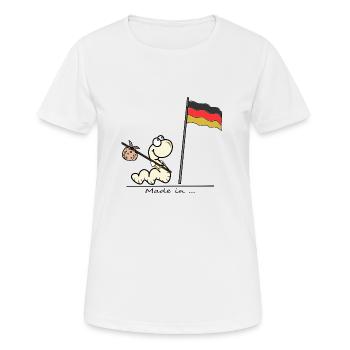 "Made in Germany" - Frauen T-Shirt atmungsaktiv - Weiß - Vorne - AI Model Female 172 dark (172cm)