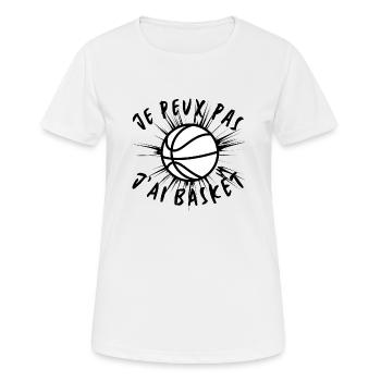 J'PEUX PAS J'AI BASKET - T-shirt respirant Femme - blanc - Devant - AI Model Female 172 dark (172cm)