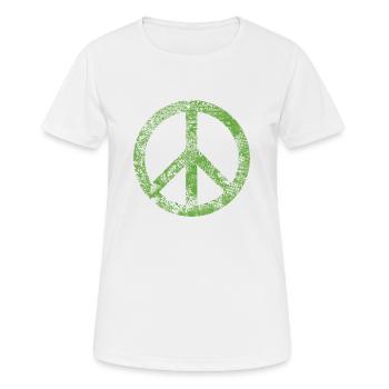 Peacezeichen Pazifist Frieden Harmonie Grunge Used - Frauen T-Shirt atmungsaktiv - Weiß - Vorne - AI Model Female 172 dark (172cm)