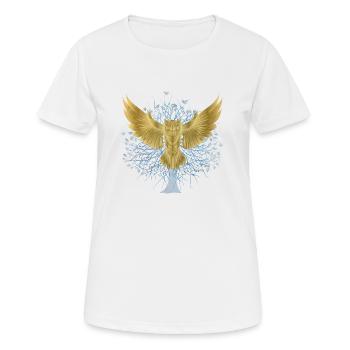 SOWL Spirit Eule Lebensbaum Gold Schutzsymbol - Frauen T-Shirt atmungsaktiv - Weiß - Vorne - AI Model Female 172 dark (172cm)