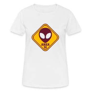 AREA 51, cool T-Shirt, Alien Design, brandneu, NEW - Frauen T-Shirt atmungsaktiv - Weiß - Vorne - AI Model Female 172 dark (172cm)