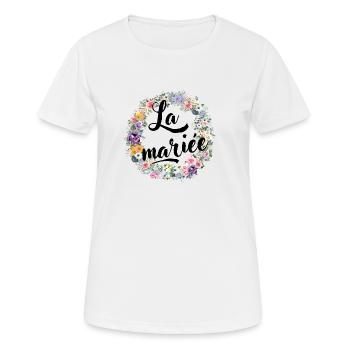 la mariée floral- t-shirt assorti - T-shirt respirant Femme - blanc - Devant - AI Model Female 172 dark (172cm)