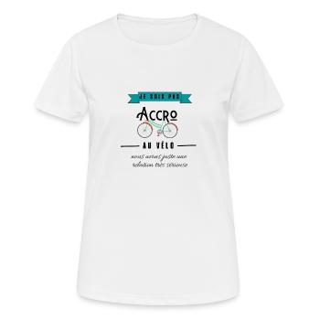 je suis pas accro au vélo - T-shirt respirant Femme - blanc - Devant - AI Model Female 172 dark (172cm)
