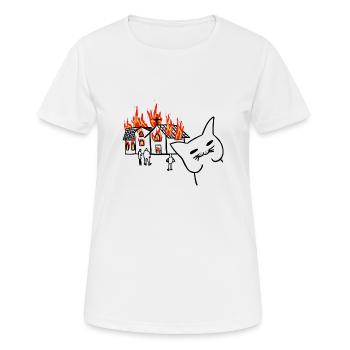 CAT BURNING A CHURCH - Women's Breathable T-Shirt - white - Front - AI Model Female 172 dark (172cm)