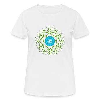 ohm signe vert bleu yoga - T-shirt respirant Femme - blanc - Devant - AI Model Female 172 dark (172cm)