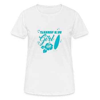 Surfer Girl türkis - Frauen T-Shirt atmungsaktiv - Weiß - Vorne - AI Model Female 172 dark (172cm)