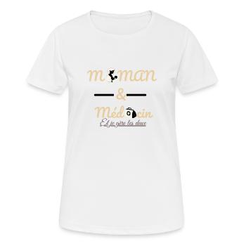Maman et médecin - T-shirt respirant Femme - blanc - Devant - AI Model Female 172 dark (172cm)