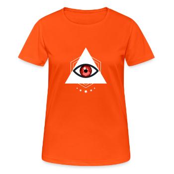Œil Illuminati - T-shirt respirant Femme - orange néon - Devant - AI Model Female 172 dark (172cm)