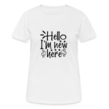 Bonjour, je suis nouveau ici - T-shirt respirant Femme - blanc - Devant - AI Model Female 172 dark (172cm)