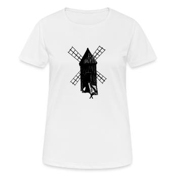 Historische Windmühle Ödland - Frauen T-Shirt atmungsaktiv - Weiß - Vorne - AI Model Female 172 dark (172cm)