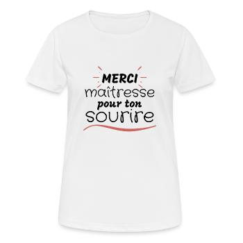 Merci maîtresse pour ton sourire - T-shirt respirant Femme - blanc - Devant - AI Model Female 172 dark (172cm)
