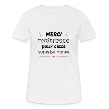 Merci maîtresse pour cette superbe année - T-shirt respirant Femme - blanc - Devant - AI Model Female 172 dark (172cm)