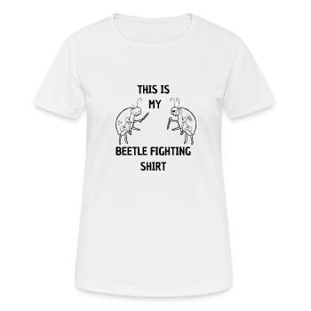 C’est ma chemise de combat de coléoptères - T-shirt respirant Femme - blanc - Devant - AI Model Female 172 dark (172cm)