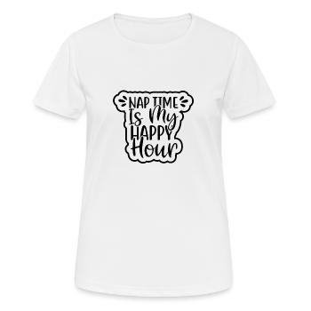 Nap Time is my Happy Hour - Frauen T-Shirt atmungsaktiv - Weiß - Vorne - AI Model Female 172 dark (172cm)