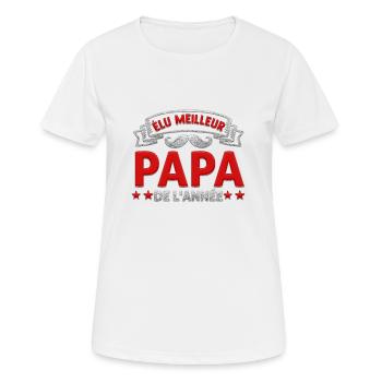 Élu Meilleur Papa De L'Année Cadeau Fête des Père - T-shirt respirant Femme - blanc - Devant - AI Model Female 172 dark (172cm)
