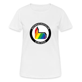 Antifaschistische Kirchen - Frauen T-Shirt atmungsaktiv - Weiß - Vorne - AI Model Female 172 dark (172cm)
