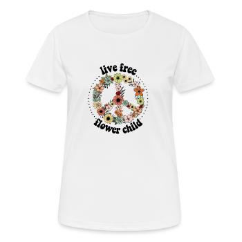Blumen Peace süßes Design - Frauen T-Shirt atmungsaktiv - Weiß - Vorne - AI Model Female 172 dark (172cm)