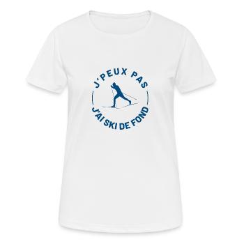 J'peux pas j'ai ski de fond - T-shirt respirant Femme - blanc - Devant - AI Model Female 172 dark (172cm)