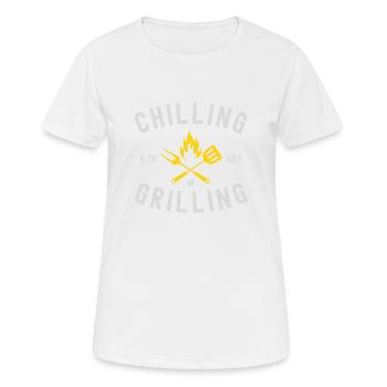 J’ai célébré à Grilla - T-shirt respirant Femme - blanc - Devant - AI Model Female 172 dark (172cm)