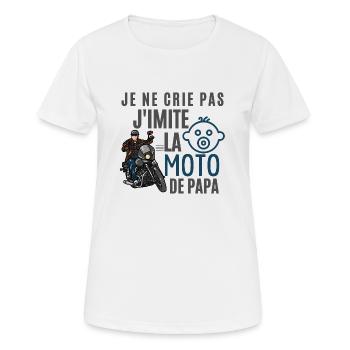 je ne crie pas j imite la moto de papa - T-shirt respirant Femme - blanc - Devant - AI Model Female 172 dark (172cm)