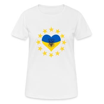 Le cœur de l’Ukraine avec les étoiles de l’UE - T-shirt respirant Femme - blanc - Devant - AI Model Female 172 dark (172cm)