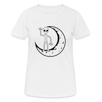 Standing Moon Alien beckons - Women's Breathable T-Shirt - white - Front - AI Model Female 172 dark (172cm)