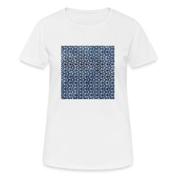 Motif textile bleu foncé blanc Tie Dye - T-shirt respirant Femme - blanc - Devant - AI Model Female 172 dark (172cm)