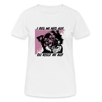 Aggro Chihuahua – I REG MI NED AUF - Frauen T-Shirt atmungsaktiv - Weiß - Vorne - AI Model Female 172 dark (172cm)